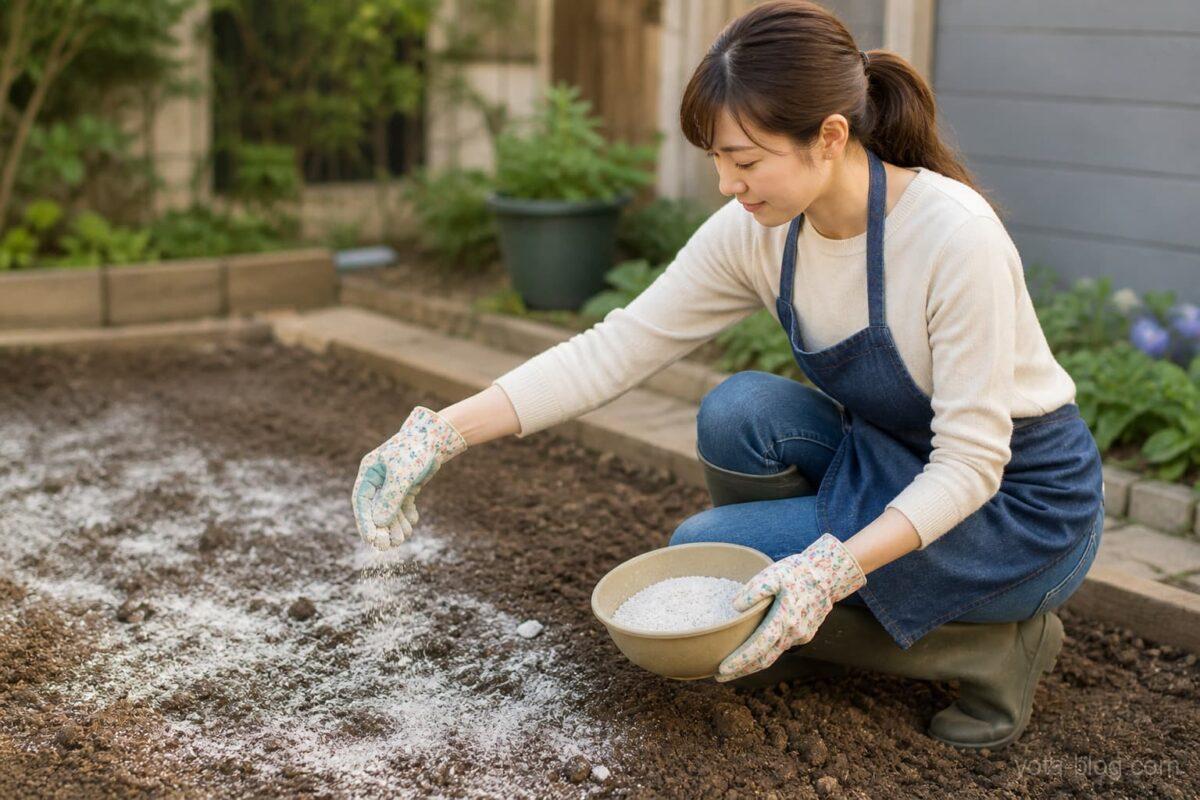 石灰を仕込む姿